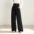 thumbnail image 6 of Tqcoqu Women's High Waisted Wide Leg Lounge Pants, Lightweight Loose Work Elastic Casual Outfits Trousers with Pockets, 6 of 7