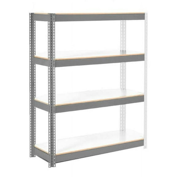 Global Industrial UABD12486L4 4 Shelf Heavy Duty Boltless Shelving Add On - Laminate Deck, White - 48 x 12 x 60 in.