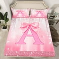 thumbnail image 2 of Manfei Bow Initial 4pcs Bed Sheets,Bling Glitter King Sheets,Dreamy Princess Super Cozy Sheet Set,Microfiber Girls Bedroom Decor, 2 of 7