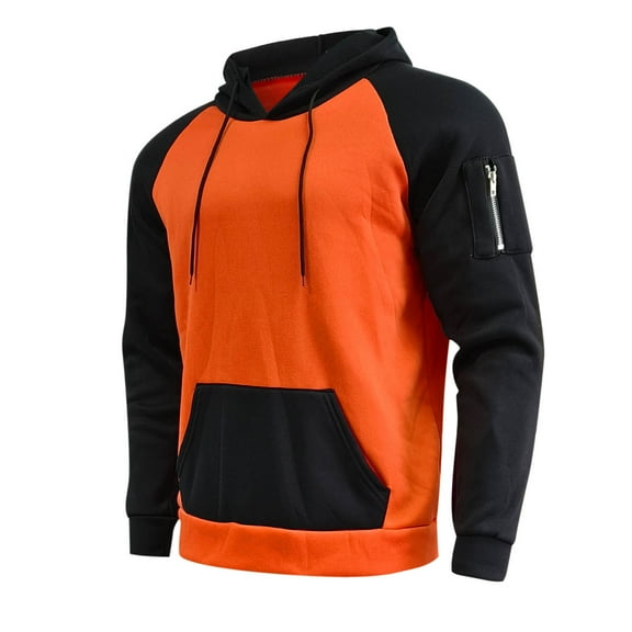 TBWNWG Mens Zip up Hoodie,Male Casual Patchwork Hoodies Raglan Sleeve Drawstring Long Sleeve Pocket Hooded Blouse,Size XL