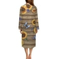thumbnail image 2 of Xoenoiee Sunflower Daisy Butterfly Wood Print Nightgown House Dress Zip up Robes for Women Long Lounge Dress Round Neck House Coat Bathrobe Plus Size, Size L, 2 of 7