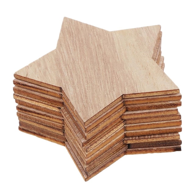Paquete de 50 Piezas BLESIY Adornos navideños colgantes de dijes de madera natural