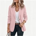 thumbnail image 4 of Women's Solid Lapel Blazer Jacket, Long Sleeve Button Front Suit Coat with Pockets, Casual Business Outerwear Pink XL(XL), 4 of 6
