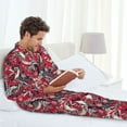 thumbnail image 4 of Wukai Rooster Head Men's Long-Sleeve Pajama Set - Comfortable Sleepwear with Button-Down Shirt and Pants-X-Large, 4 of 6