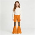 thumbnail image 2 of SGMVNU Girls Flared Pants High Waist Bell Bottom School Uniforms Pants Stretch Casual Trousers with Pockets, Size 7-8 Years, Orange, 2 of 4