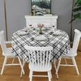 thumbnail image 2 of Black White Plaid Checkered Pattern Round Tablecloth 60"x60",Wrinkle Wipeable Table Cloth for Kitchen Dining Room Picnic Patio Party, 2 of 6