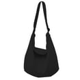 thumbnail image 1 of Bolso de hombro de lona de alta capacidad, duradero, reutilizable, protección del medio ambiente, bolso cruzado para regalo, mujer, estudiante, niño, Negro SM SunniMix Bolsas de hombro, 1 of 7