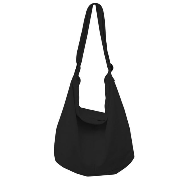 Bolso de hombro de lona de alta capacidad, duradero, reutilizable, protección del medio ambiente, bolso cruzado para regalo, mujer, estudiante, niño, Negro SM SunniMix Bolsas de hombro