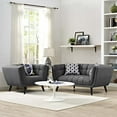 thumbnail image 2 of Modern Contemporary Urban Design Living Room Lounge Club Lobby Armchair and Loveseat Sofa Set, Fabric, Grey Gray, 2 of 5