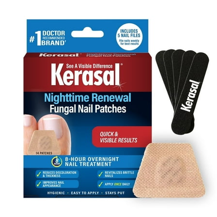 Kerasal Nighttime Renewal Fungal Nail Patches 14 Count and 24 Files