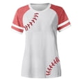 thumbnail image 3 of Womens Work T Shirts Tops Raglan Baseball Round Neck Slim Patch Print Blouse Casual Trendy Shirts, 3 of 3