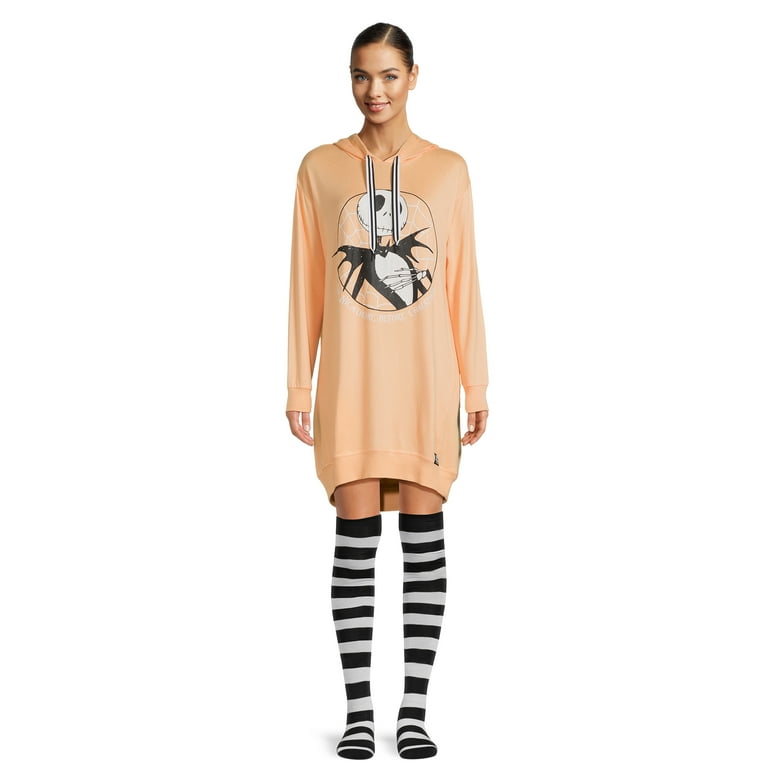 Nightmare Before Christmas Women s Hooded Sleepshirt and Socks Set 2 Piece Sizes XS 3X Walmart