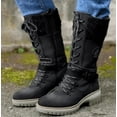 thumbnail image 2 of Winter High Square Heel Round Head Sewing Line Plus Size Martin Boots, 2 of 9