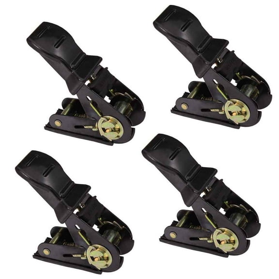 1" Black Rubber Handle Ratchet Buckles - 1,500lbs