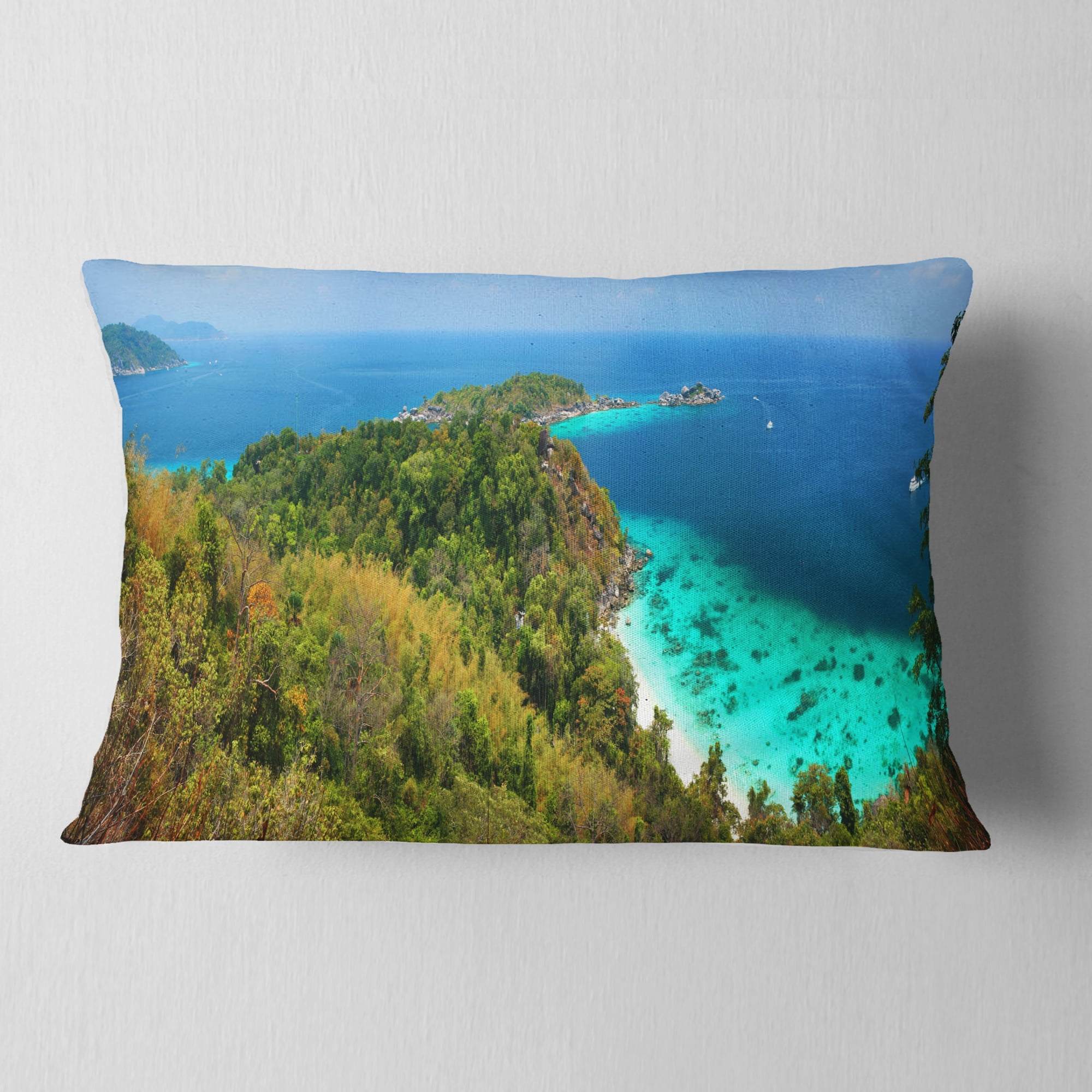 Designart Similan Islands Paradise Bay - Modern Seascape Throw Pillow - 12x20