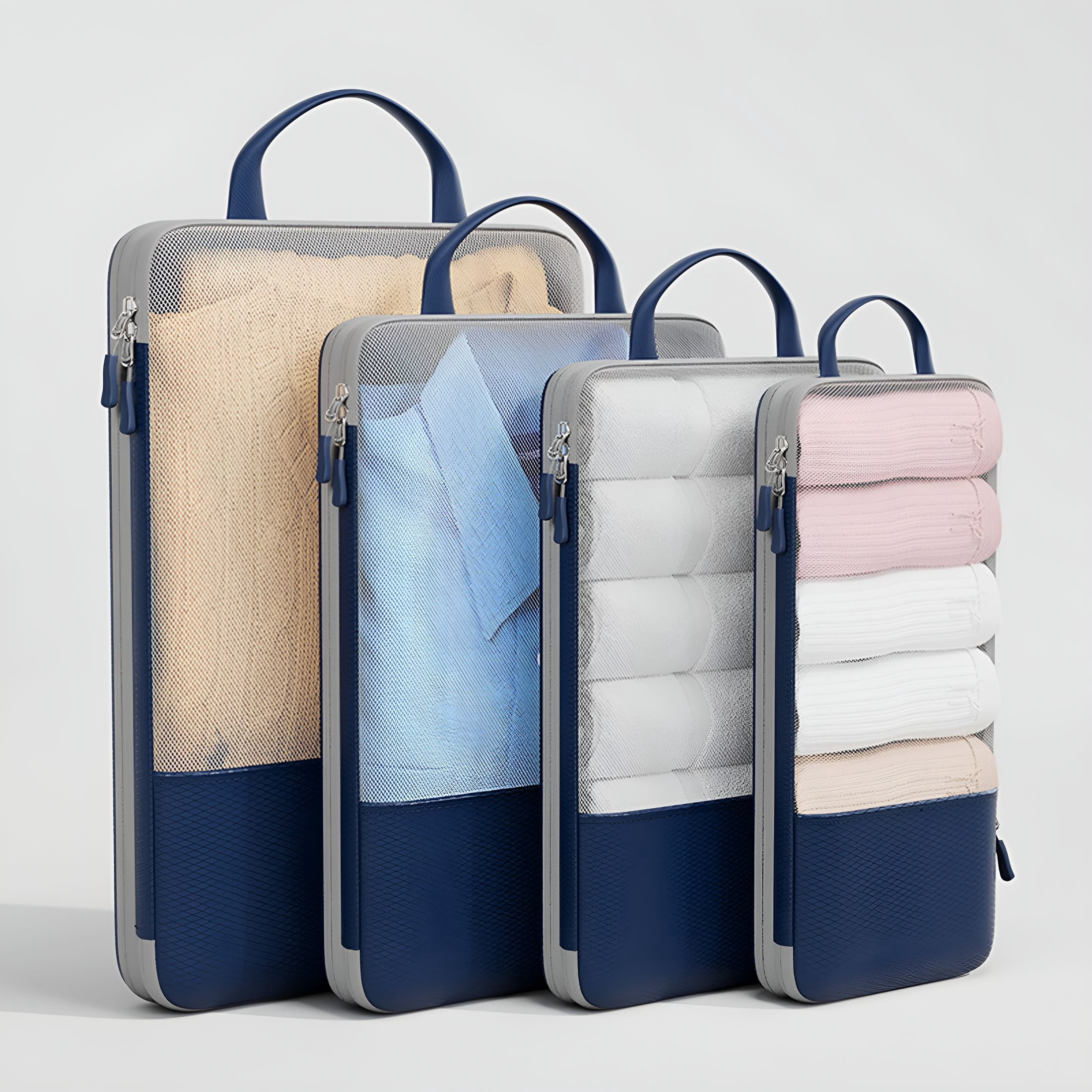 GASTROPOD 4 Piece Travel Compression Packing Cubes, Space Saving Mesh Bags for Luggage Organizer, Effortless Trip Packing Set