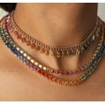 thumbnail image 3 of 925 Silver lab multi Sapphire Emerald Cut Ombre Rainbow Necklace,Tennis Necklace,Sapphire Choker Tennis Chain Necklace, Necklace For Women, 3 of 3