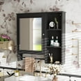 thumbnail image 2 of Wall Mounted Bathroom Storage Cabinet, Medicine Cabinets with large mirror door, adjustable shelves and three open storage levels(Not Include Bathroom Vanity ), 2 of 16