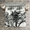 thumbnail image 3 of Ambesonne Tree Quilted Bedspread Set 3 Pcs, Bare Branches Silhouette Art, King Size, Charcoal Grey White, 3 of 3