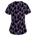 thumbnail image 4 of HaHaHappy Women Scrubs Halloween Plus Size V Neck Spooky Black Cat Printed Horror Scrub Shirts Funny Short Sleeve Scrub Tops Nurse Workwear Medical Nursing Uniform with Pockets Black M, 4 of 4