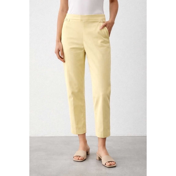 Counterparts Womens pull on stretch solid ankle length Pants with front pockets hardware