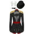 thumbnail image 2 of TiaoBug Womens Circus Ringmaster Costume Sequins Jumpsuit with Hat Bow Fake Collar and Gloves Outfits Black XXL, 2 of 6