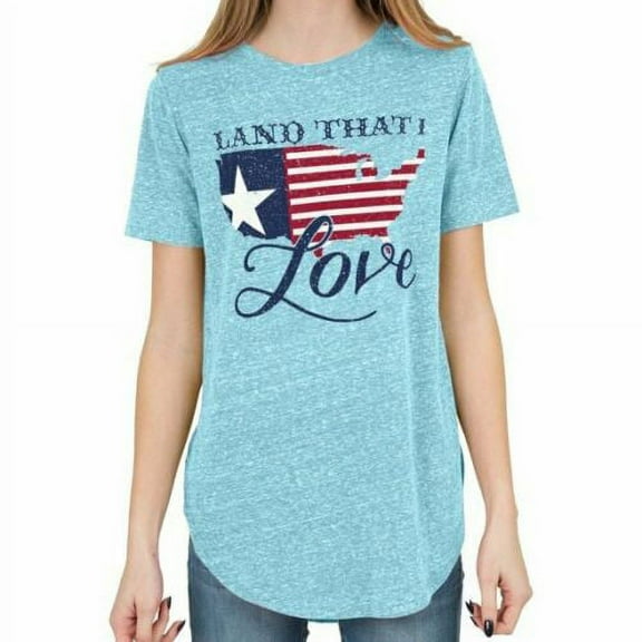 Royce Brand Women's 'Land That I Love' USA Tee (Chambray, Small)