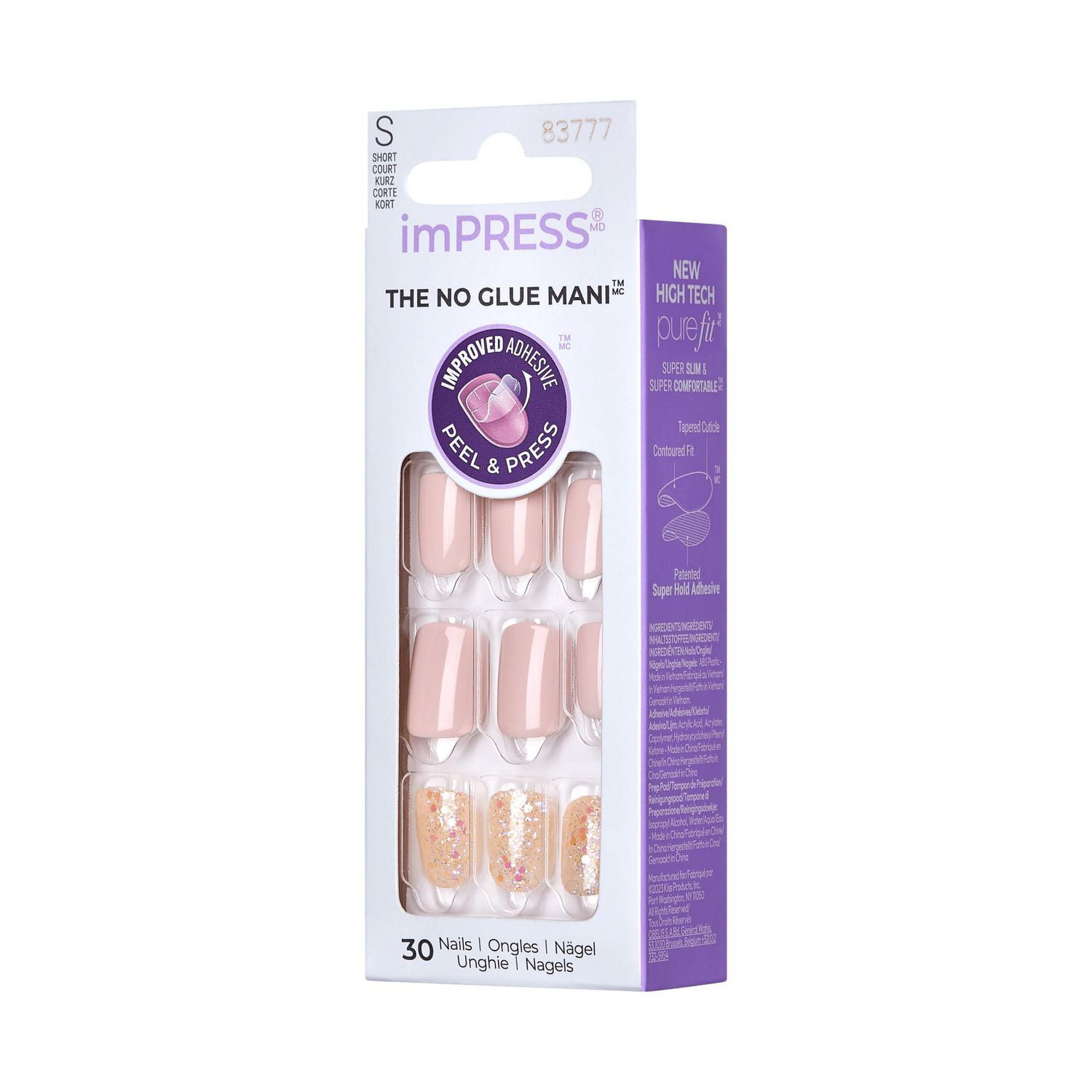 KISS ImPRESS Press-On - Fake Nails, 30 Count, Short, Press-ons.
