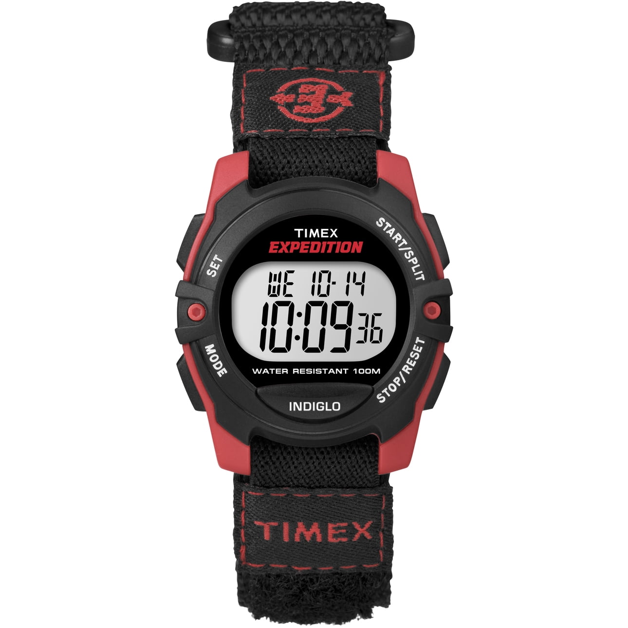 Timex Unisex Expedition Digital CAT Black/Red 33mm Outdoor Watch, FastWrap  Strap