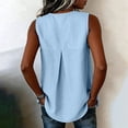thumbnail image 4 of Sevevn Women's Summer Sleeveless Button Down Tank Top Casual Round Neck Drawstring Waist Flowy Tunic Blouse Blue M, 4 of 7