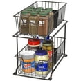 SimpleHouseware 2 Tier Sliding Kitchen Storage Organizer, Wire