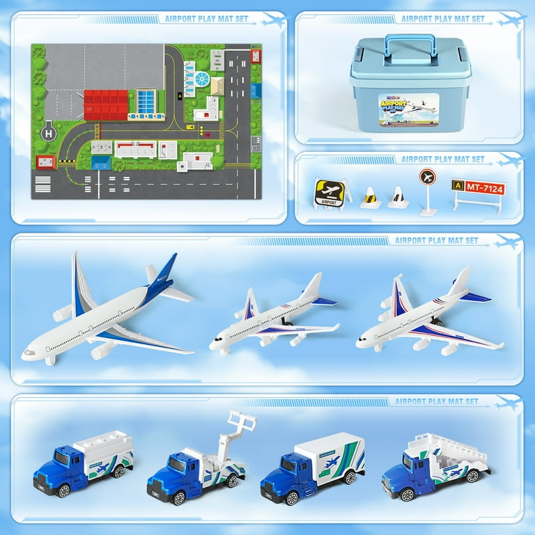 Madzee Kids Airplane Toy Set with Interactive Airport Activity