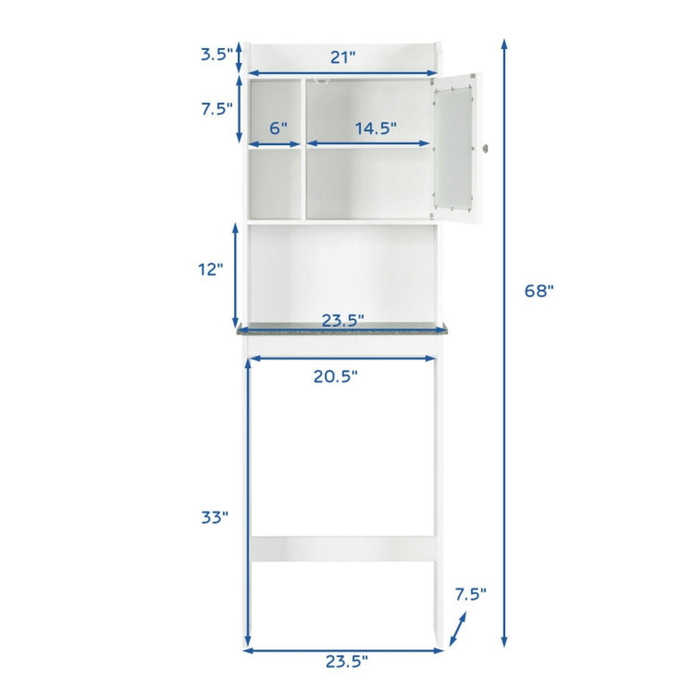 Finihen Toilet Storage Cabinet, Bathroom Cabinet Organizer, Bathroom Space Saver Over-the-Toilet Cabinet, for Bathroom, White