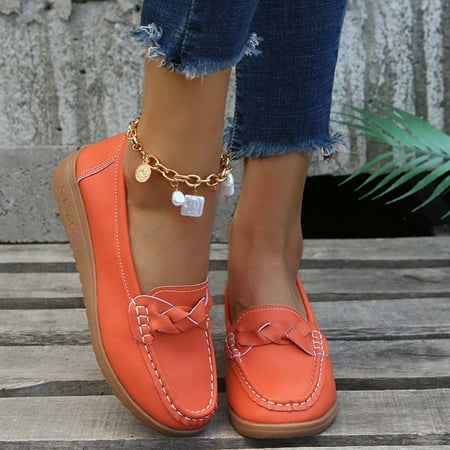 Women s Flats Shoes Dress Shoes for Women Business Dressy Casual Shoes Ballet Flats Loafers Comfortable Slip on Shoes Orange 7.5