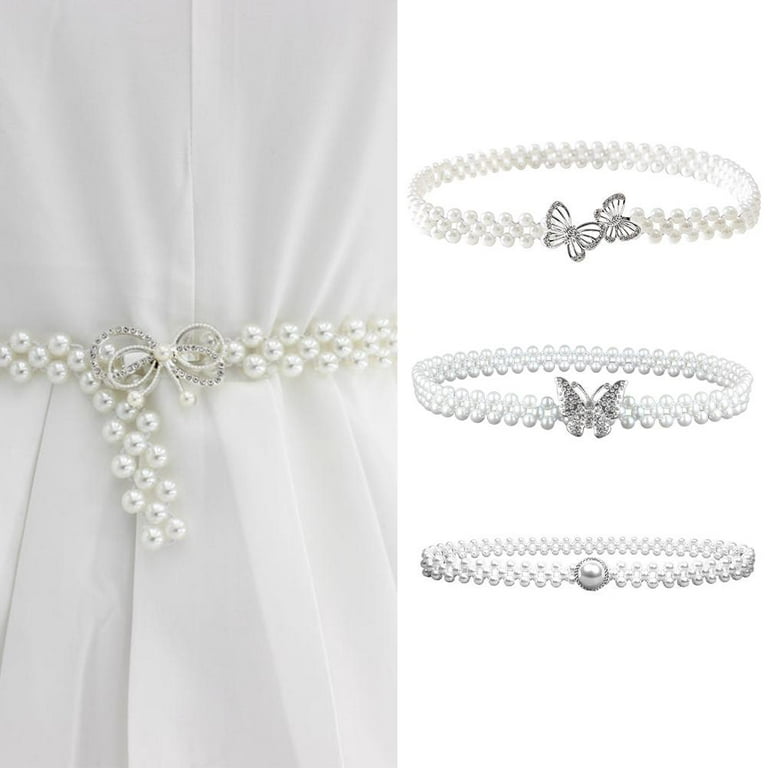 Pearl Belt White Waist Chain for Adjustable Dresses,Women Pearl Belt White Waist Chain for Adjustable Dresses,Women