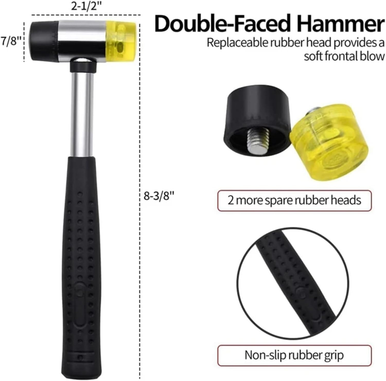 Small Rubber Mallet Hammer Tool - 4 Pcs Non Marring Hammer Tapping Block for Flooring Mallet Rubber Hammer Small Hammer for Crafts - Jewelry Wood Nylon Double Faced Soft Mallet