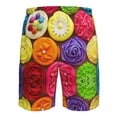 thumbnail image 6 of Kll Brightly Colored Cupcakes Men'S Casual Summer Beach Shorts Hawaiian Shorts With Pockets-Medium, 6 of 9