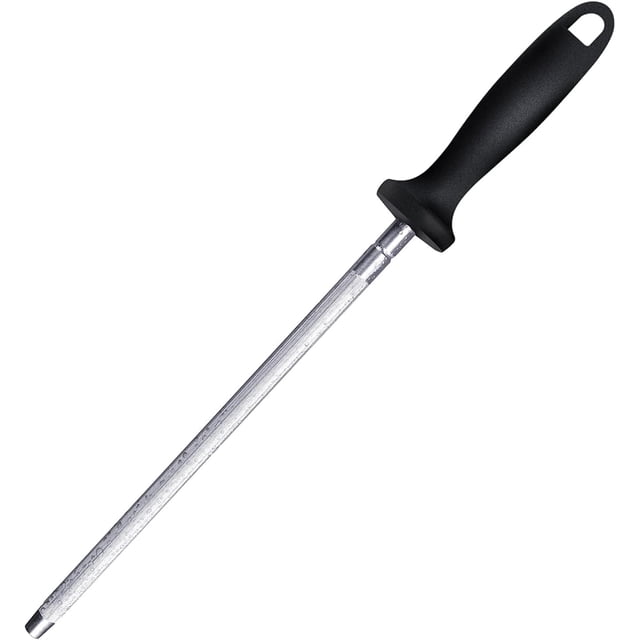 Afilador de Cuchillos Profesional de 12 Pulgadas en Acero al Carbono Magnetizado con Recubrimiento de Níquel-Cromo y Mango Ergonómico