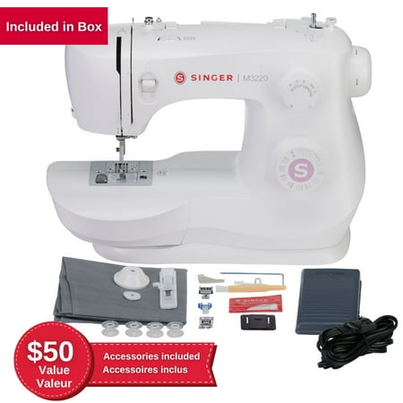 SINGER M3220 Lightweight & Portable Sewing Machine With 108 Stitch Applications, LED Lighting & 1-Step Buttonhole | Ideal for Crafting, Home Décor, and Fashion Sewing