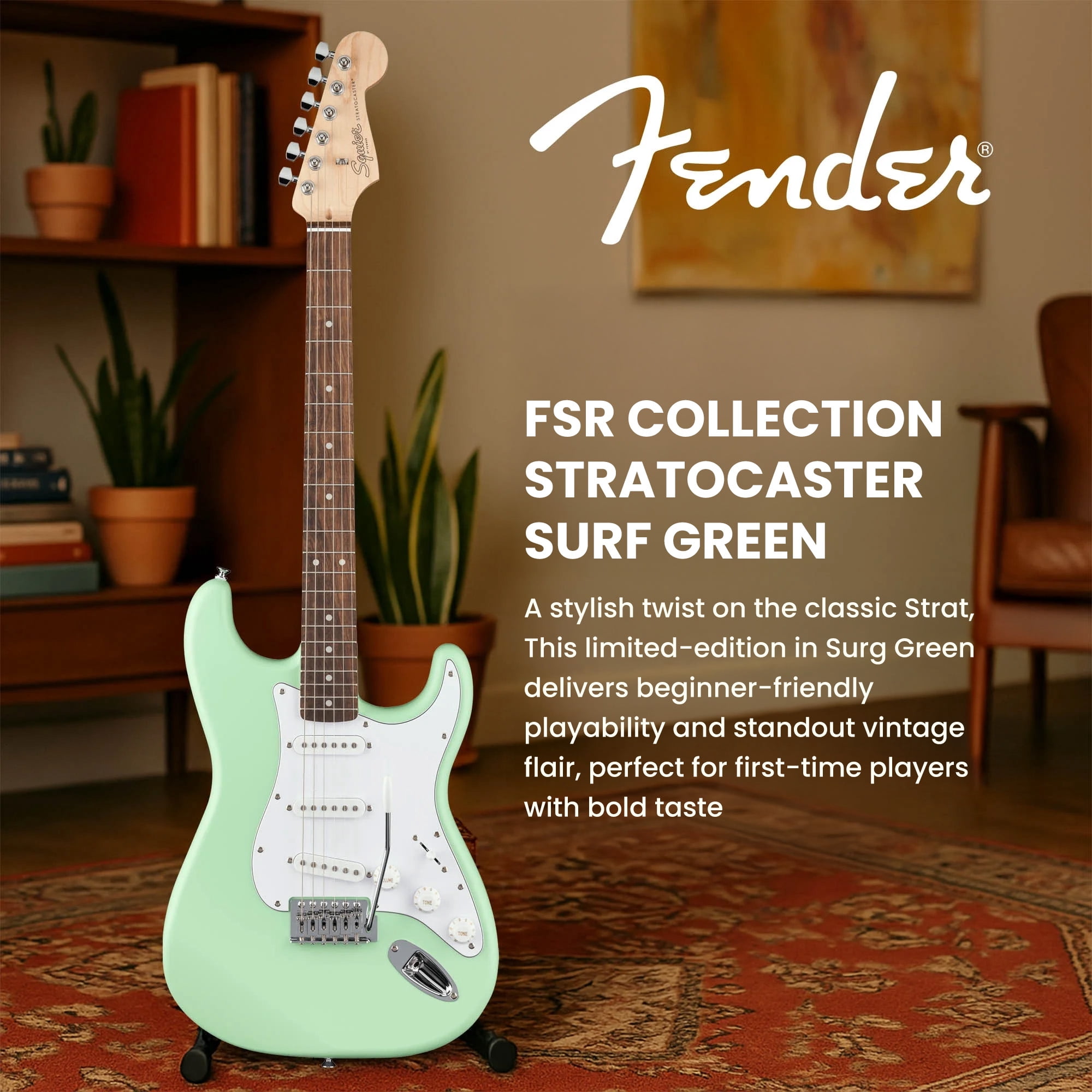 Fender Squier Stratocaster - Surf Green w/ Amplifier
