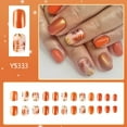 thumbnail image 2 of Festive Press on Nails Orange Pumpkin Design Full Cover Thanksgiving False Nails, 2 of 10