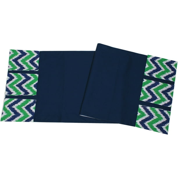 Bacati MixNMatch Navy/Green Zigzag, Changing Table Storage Runner
