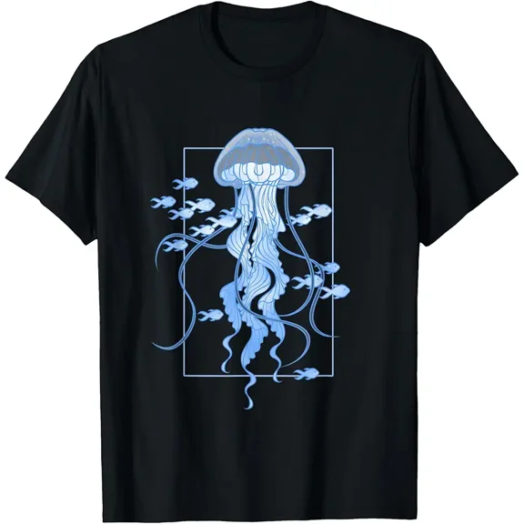 Jellyfish and Fishes Graphic in Sea T-Shirt