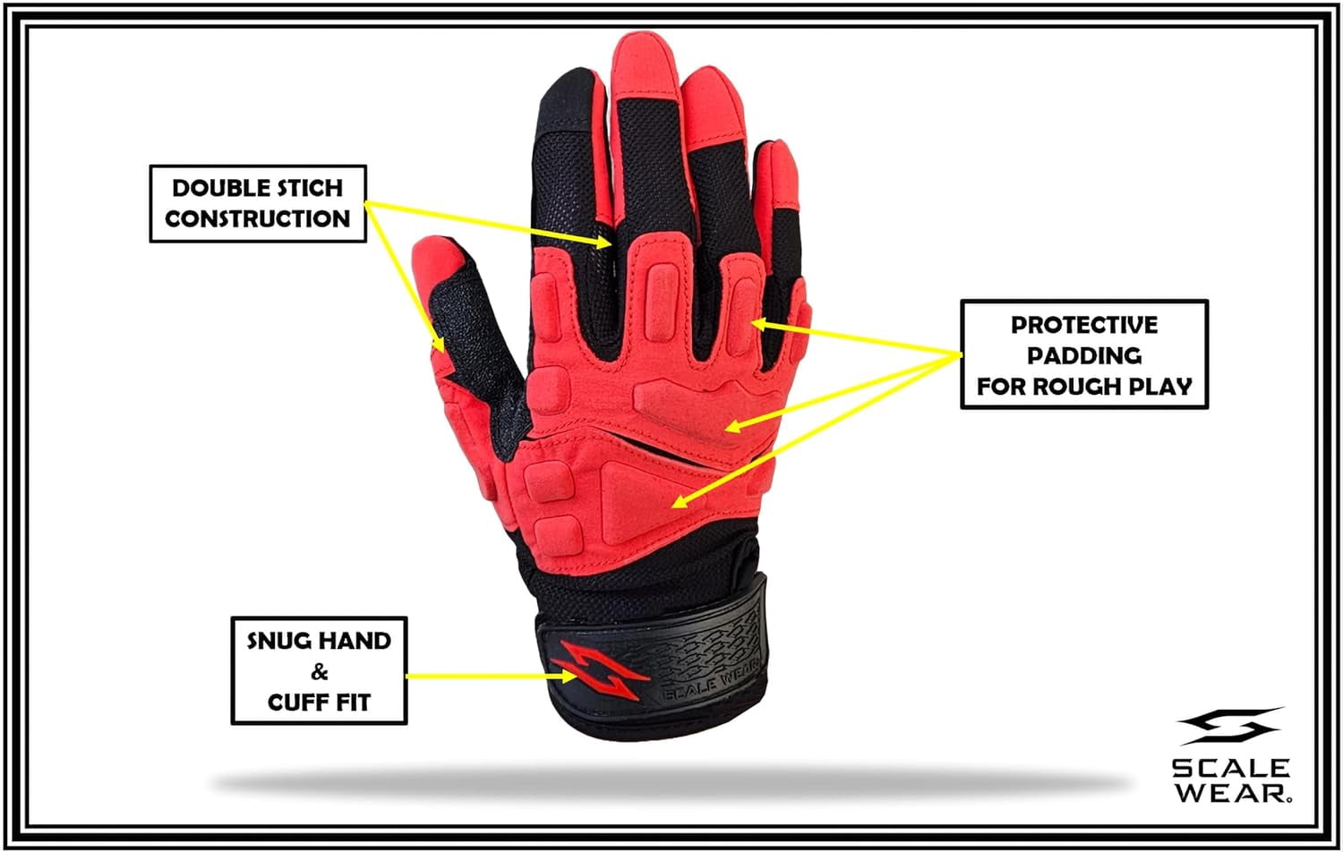 Stealth Padded Football Lineman Gloves – Black, Battle College Lineman, Be a Villain Not a Joker with Padded Stealth Football Gloves with Padded Protection, Youth, Kids, Men, Boys, Small to XXL Sizes