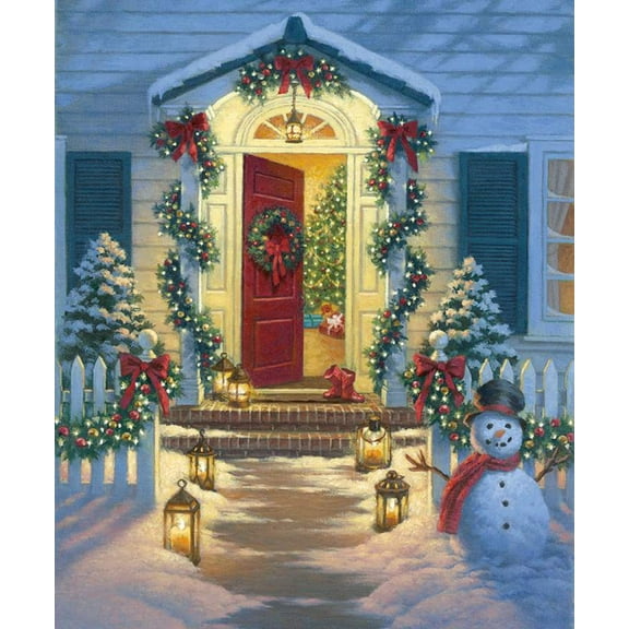 36" X 44" Panel Snowman Snowmen Christmas Tree A Classic Christmas Multicolor Cotton Fabric Panel (P9542)