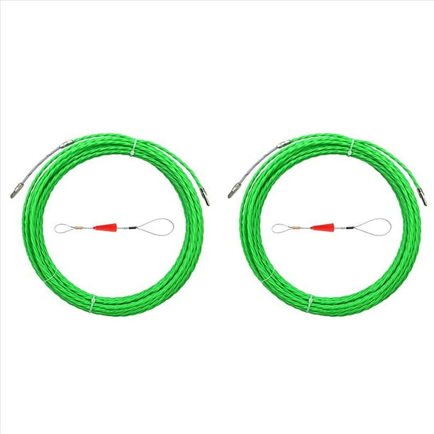 2X Kit de Extractor de Cable de Cinta Pasacables de 10 M y 33 Pies, Extractor de Cable Eléctrico PET de 4,5 mm A Través de la Pared, Enhebrador de Dispositivo de Guía de Cable
