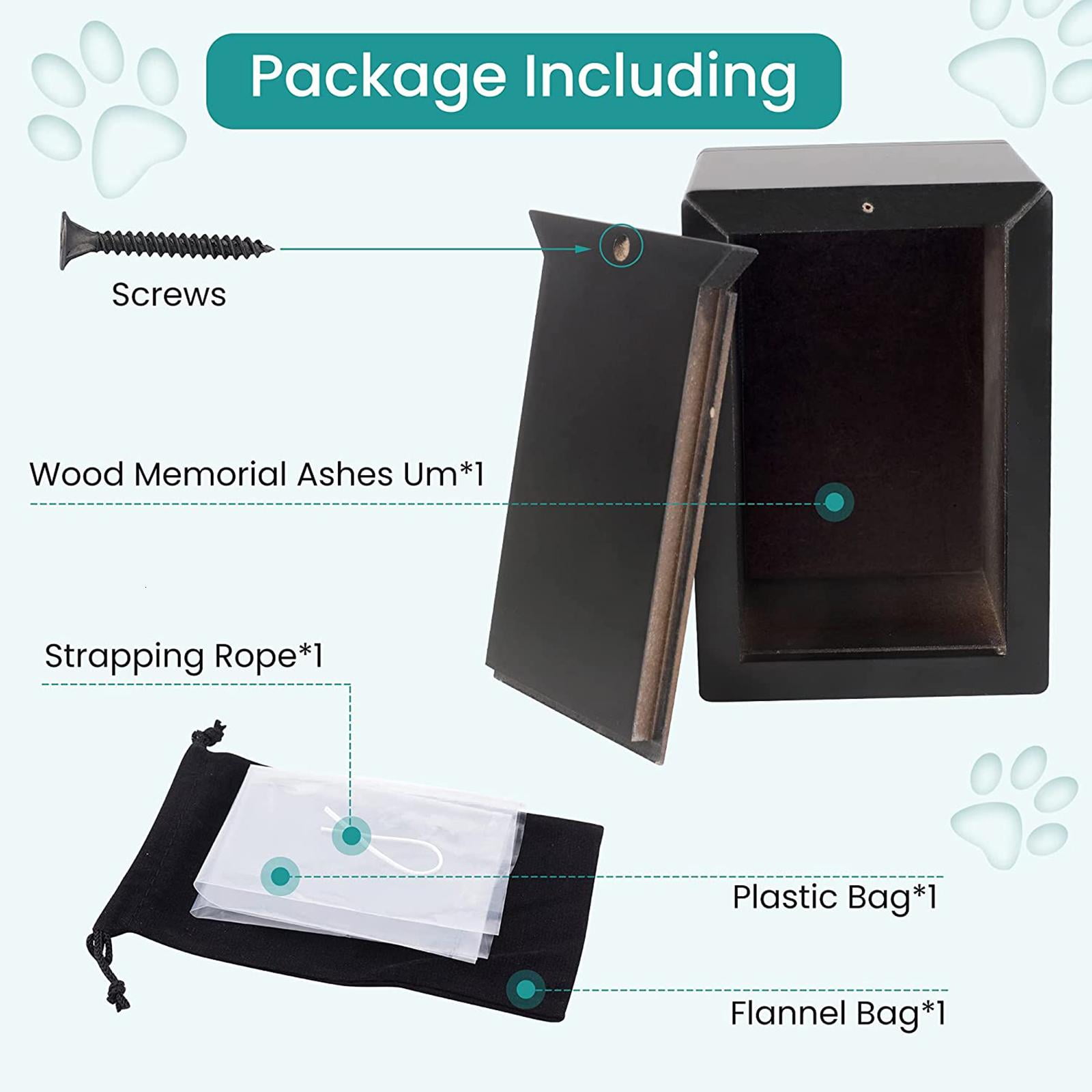 Giaone Pet Memory Urn Memorial Box Keepsake Wooden Cremation Urns with Photo Frame