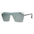 thumbnail image 2 of Womens Futurist Shield Robotic Squared Metal Rim Aviator Sunglasses Silver Mirror, 2 of 4