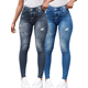 thumbnail image 1 of SET DE 2 LEGGING GRUESO DE MUJER AZUL Y NEGRO DISEÑO MEZCLILLA UNITALLA, 1 of 9