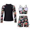 thumbnail image 3 of Lanbubble Girls Swimsuit 3-Piece Zip Long Sleeve Rash Guard Bathing Suits Bikini Boyshort Set Summer Swimwear 7-8 Years, 3 of 8